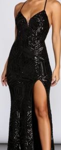 Black beaded gown